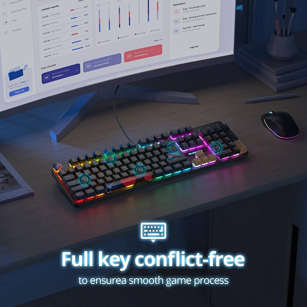 Amazon.com: surmen Full Size Creamy Keyboard with Number Pad